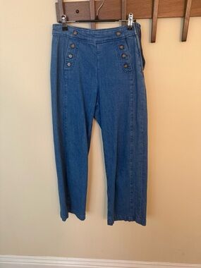 Old Navy Extra High-Rise Sky-Hi Wide Leg Jeans Medium Wash Womens 2 Sailor